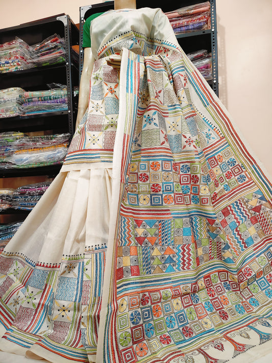 *EXCLUSIVE COLLECTION OF HAND KANTHA & GUJRATI STICH ON PREMIUM QUALITY PURE TUSSAR SILK*
WITH WORK BP
