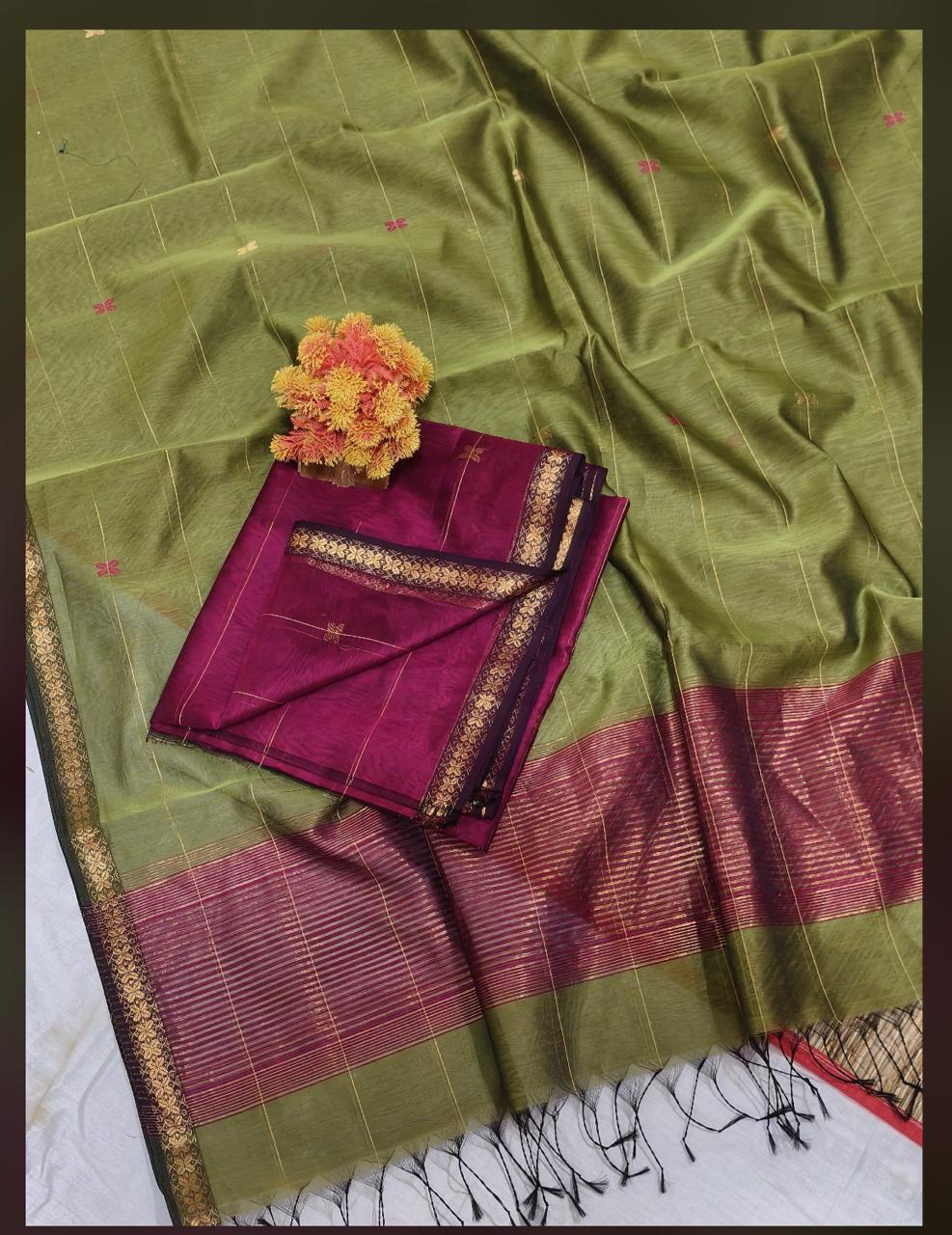 Chhaviitha | Maheshwari cotton silk fabric set