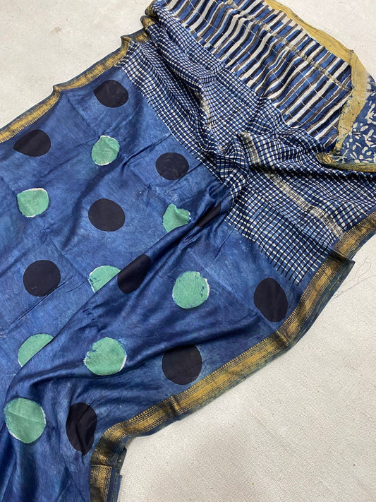 Let’s Wear #ethicallymade✅
🍁Beautifully Crafted Maheshwari Silk Saree  collection🍁
 Specially Designed in Bagru  jahota rapid dabu hand block print
100% Natural Dye
Fabric : Maheshwari Silk 
Length : 5.5 Meters
Blouse Piece : 0.90 Meter
