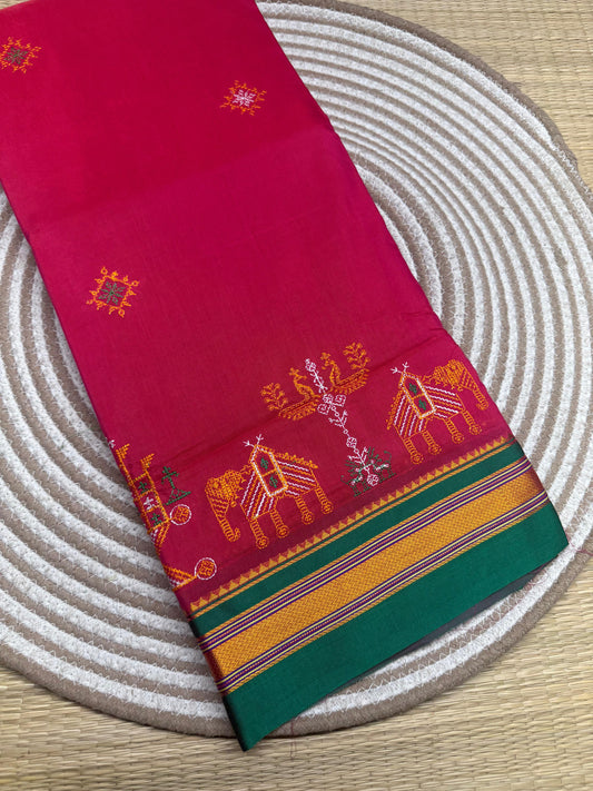 Chandtrisha |  Kasuti Work Saree in Mercerised Cotton