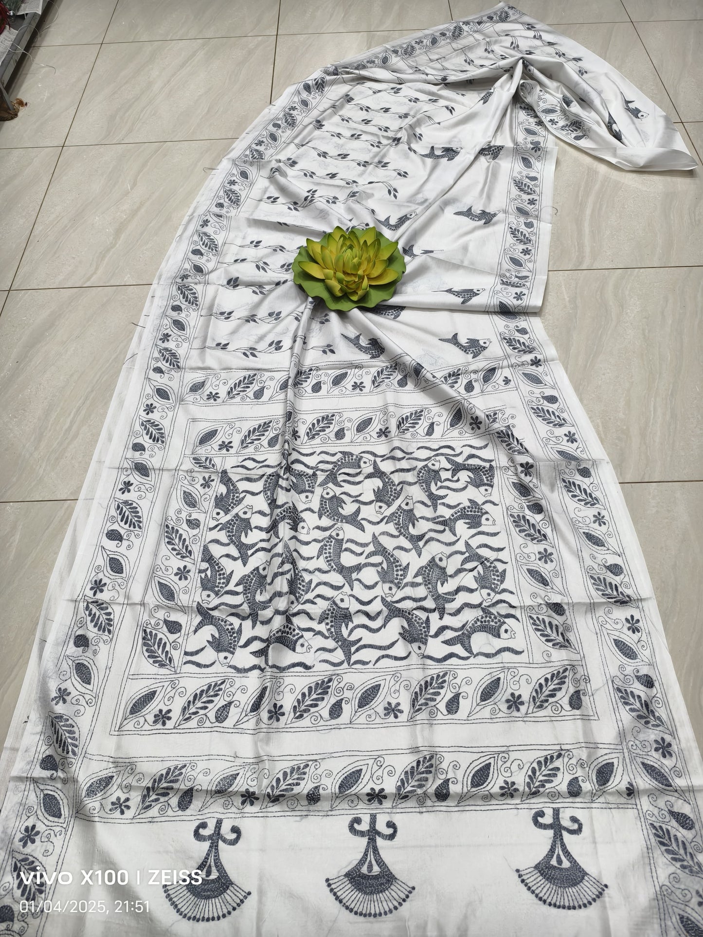 Thira-blendedsilk-kantha |  Blended silk with Kantha Embroidery