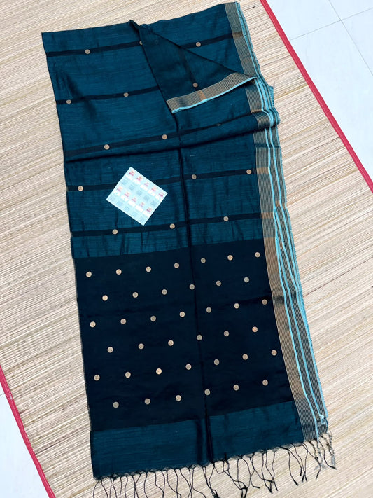 *Item Nam*- Authentic Pure Matka Handloom Silk Mark. Certified Jamdani    
*with Government Silk Mark Tag*
*Metirials*- Reshom Matka
*BP*- Running 