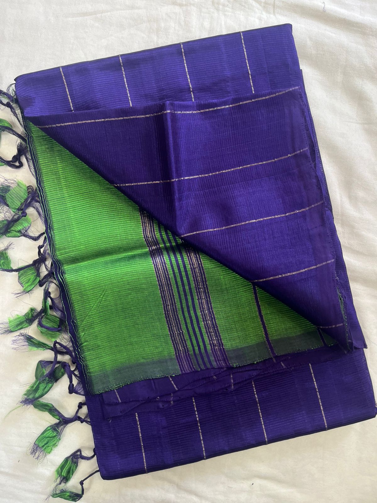 **Material **:- Mangalagiri handloom pattu by cotton 

**Model **:- all-over zari lines model sarees 

Contrast zari lines pallu & blouse