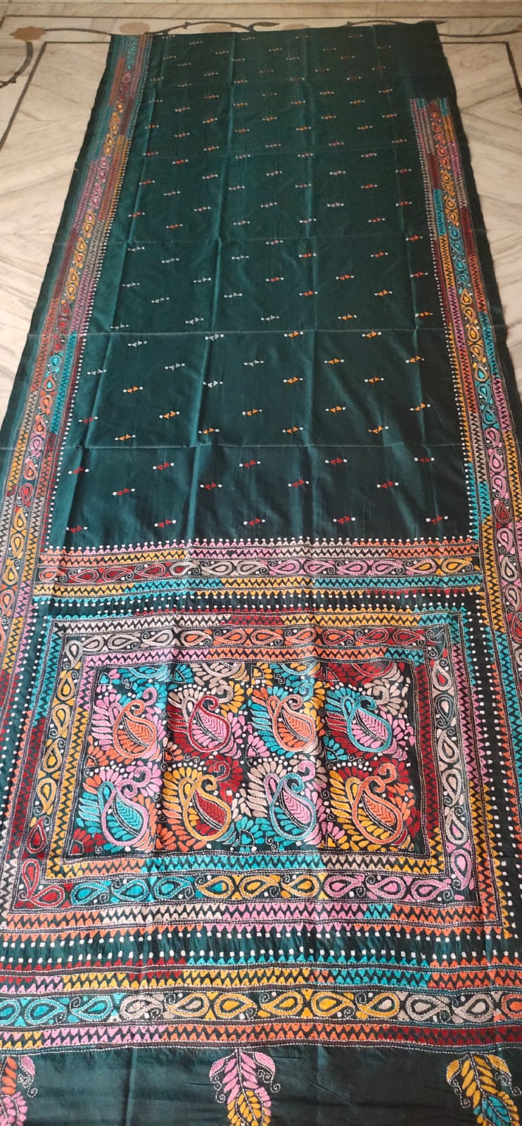 Handmade kantha on blended silk