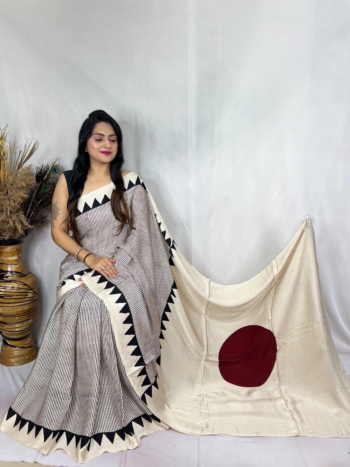 Aasmi | Ajrakh Saree on Modal Silk