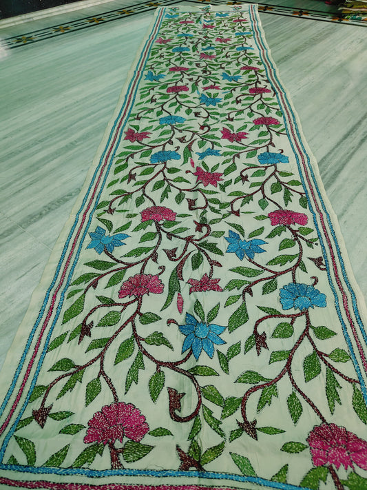 These are Tussar Slik  kantha stoles
Length 2.15/2.2 meter ( Approx)
Bohor 22' (Approx)