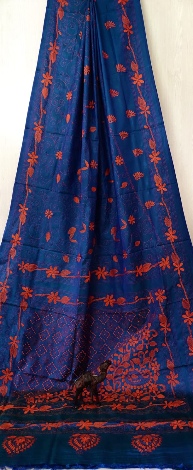 Hand Kantha on blended silk with blouse piece