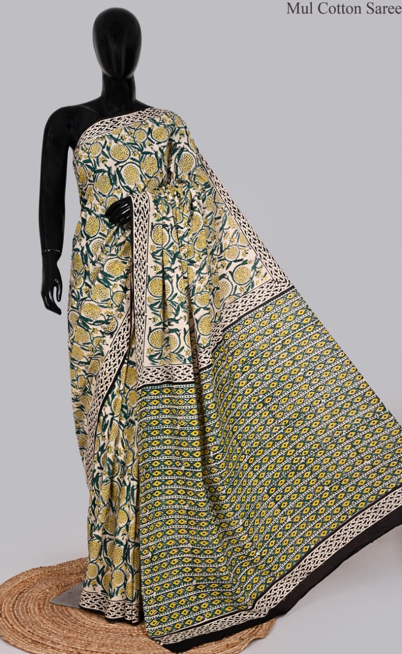 premium Traditional Mulmul CottonBeautiful Pure Soft Mulmul Cotton Sarees available*
Size: 6.30 mtr with blouse 