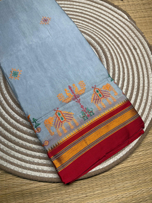 Chandsudha |  Kasuti Work Saree in Mercerised Cotton