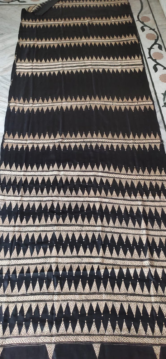 Handmade kantha on blended silk