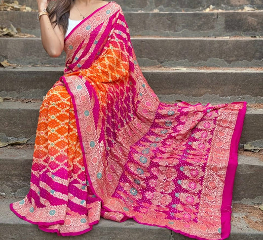 Gresmita | Pure Georgette Minakari Sarees