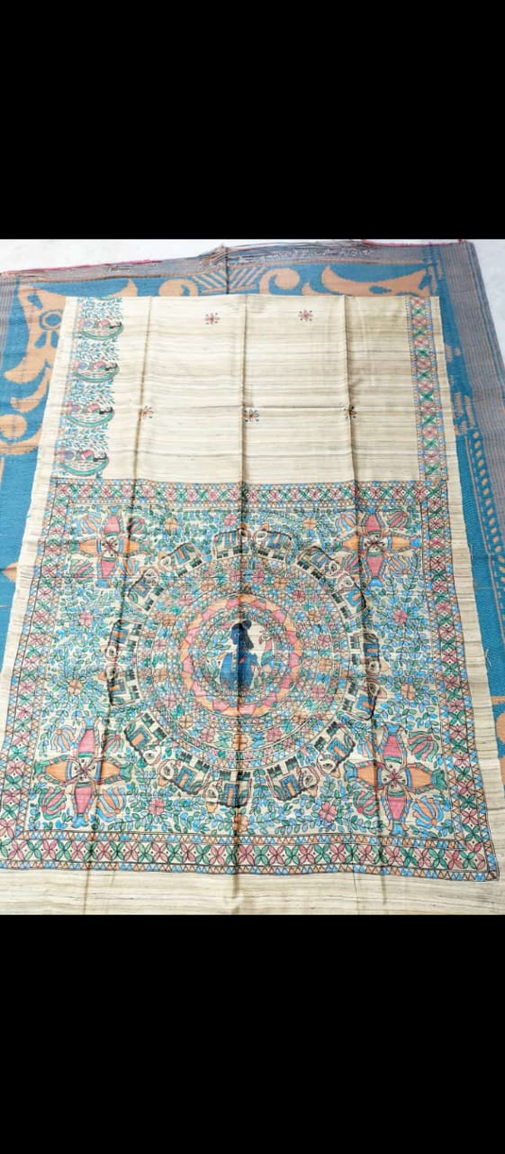 Madhavisha | Tussar Saree with madhubani work