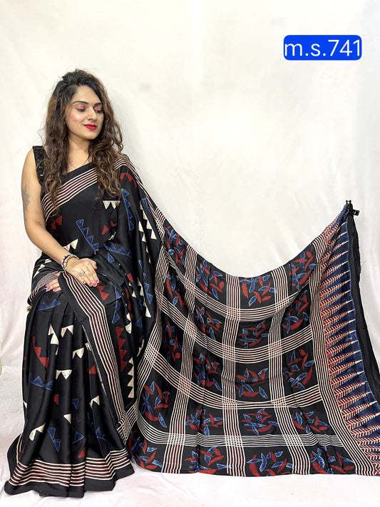 Aakanksha | Ajrakh Prints on modal Silk