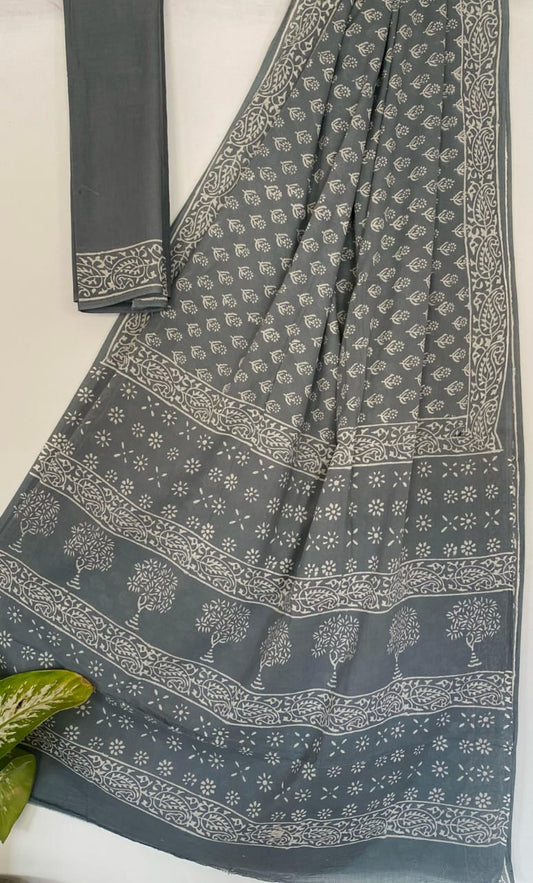 Mangesh | Mul Cotton Blockprint Saree