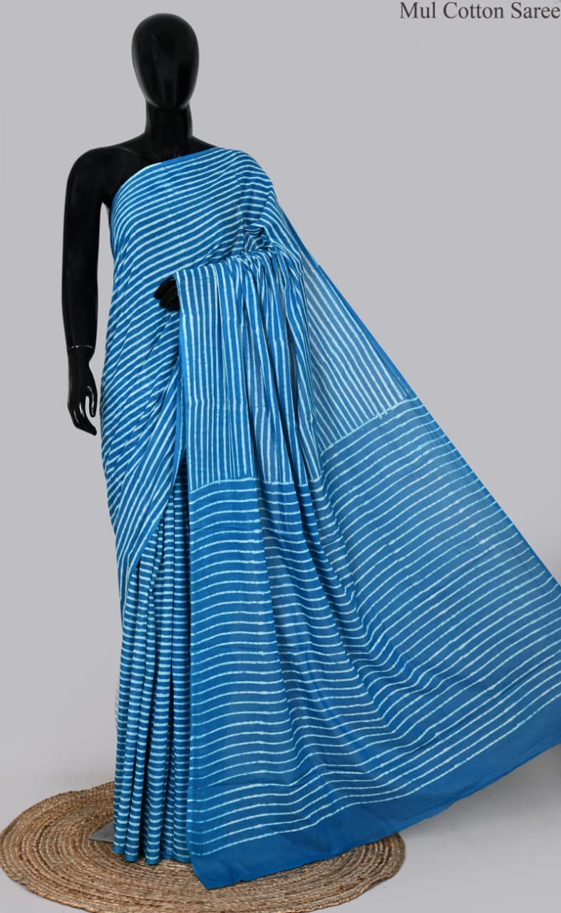 premium Traditional Mulmul CottonBeautiful Pure Soft Mulmul Cotton Sarees available*
Size: 6.30 mtr with blouse 