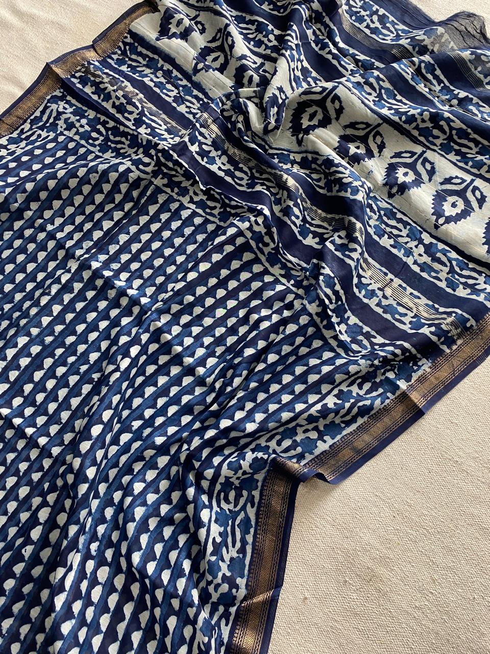 Let’s Wear #ethicallymade✅
🍁Beautifully Crafted Maheshwari Silk Saree  collection🍁
 Specially Designed in Bagru  jahota rapid dabu hand block print
100% Natural Dye
Fabric : Maheshwari Silk 
Length : 5.5 Meters
Blouse Piece : 0.90 Meter
