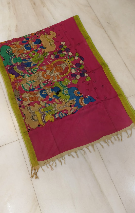 Nemani | mangalgiri cotton dupatta with kalamkari work