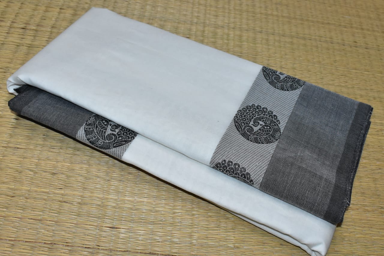 Chettinadu Cotton Saree in White