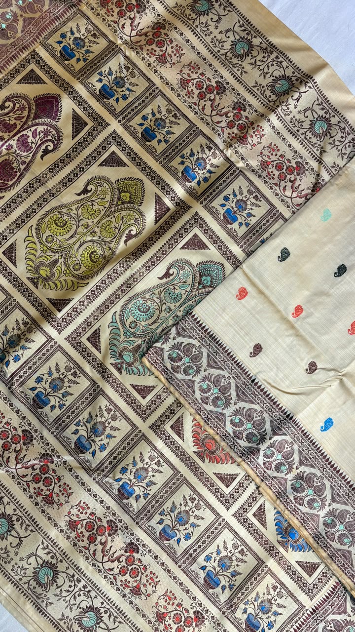 Baluchari sarees. 
Material silk with bp. 
With silkmark. 