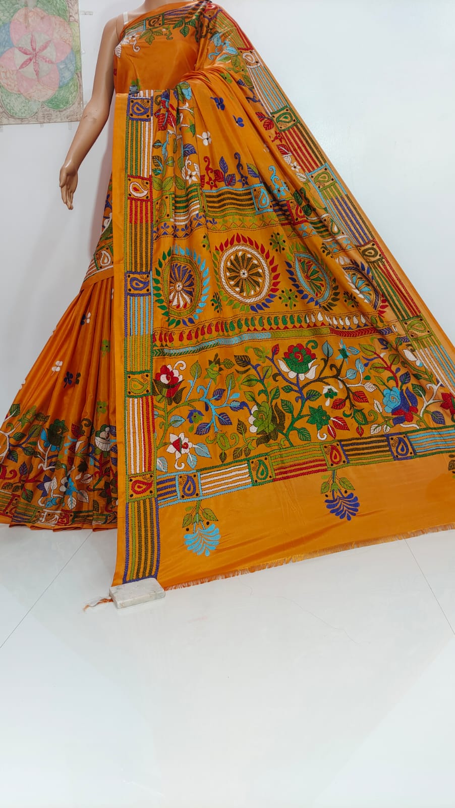 Gayathrie | Hand Made Kantha Embroidery on Semi Silk