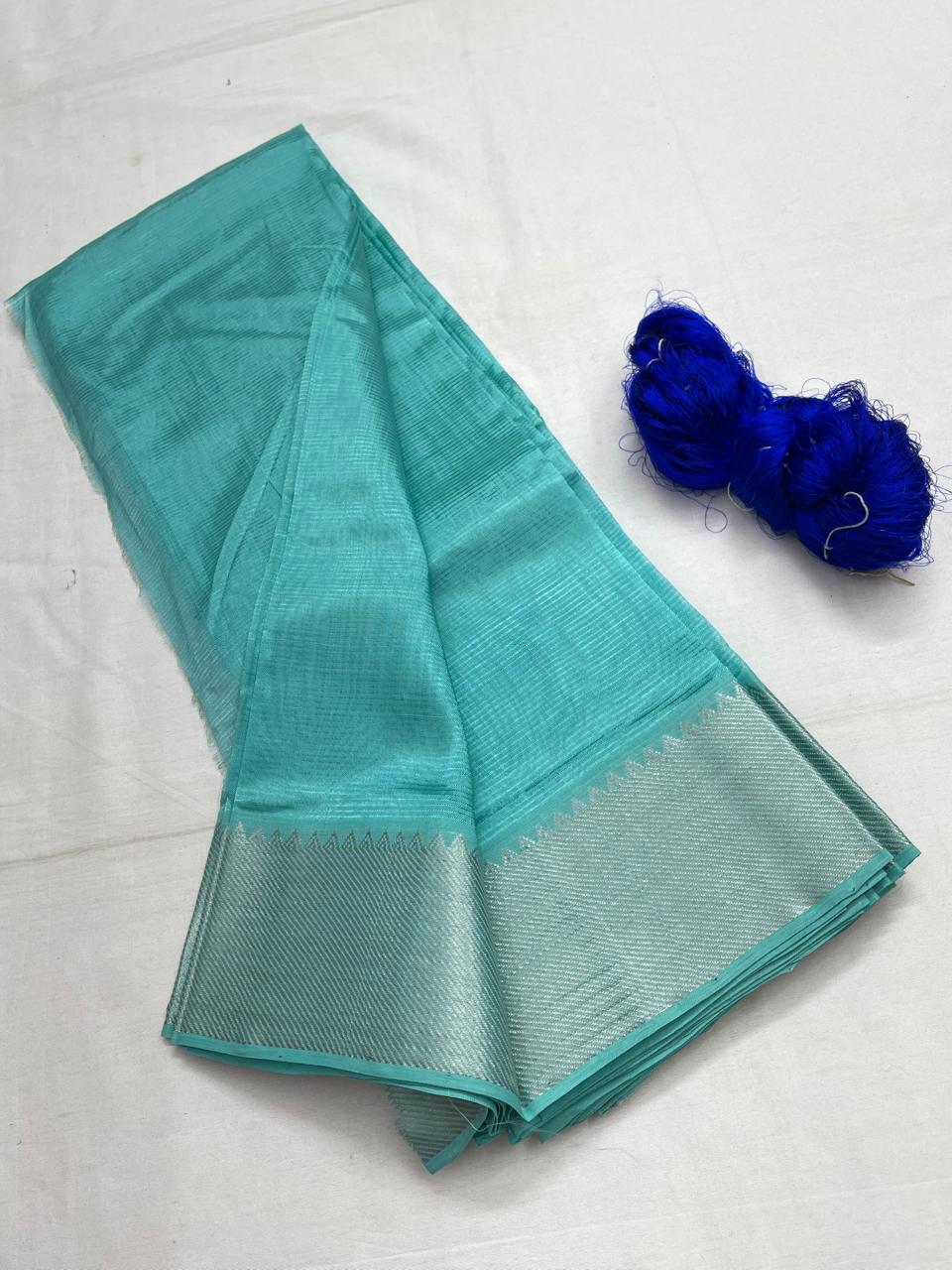 Mangalagiri pattu by cotton
pure handloom big jari border
sarees with running blouse