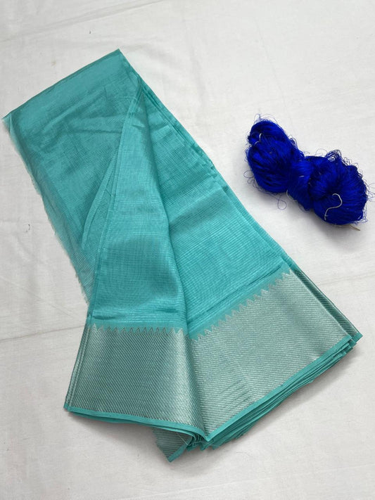 Mangalagiri pattu by cotton
pure handloom big jari border
sarees with running blouse
