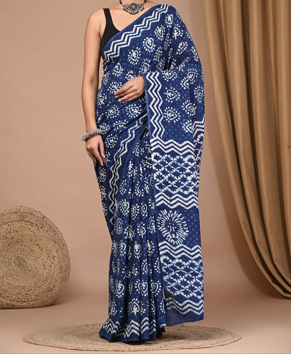 Mirvashia | Mul Cotton Blockprint Saree