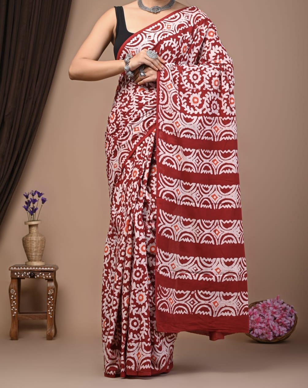 Muskinaa | Mul Cotton Blockprint Saree