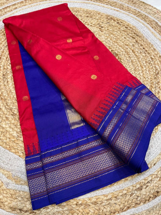 *All New Colours* 

*Exclusive silk ilkal saree*
*Pure silk korvai temple border* with *body butta* design superior quality ilkal saree & contrast blouse 
6.10mtrs length 
Full body pure silk 
Border, pallu & blouse semi silk
