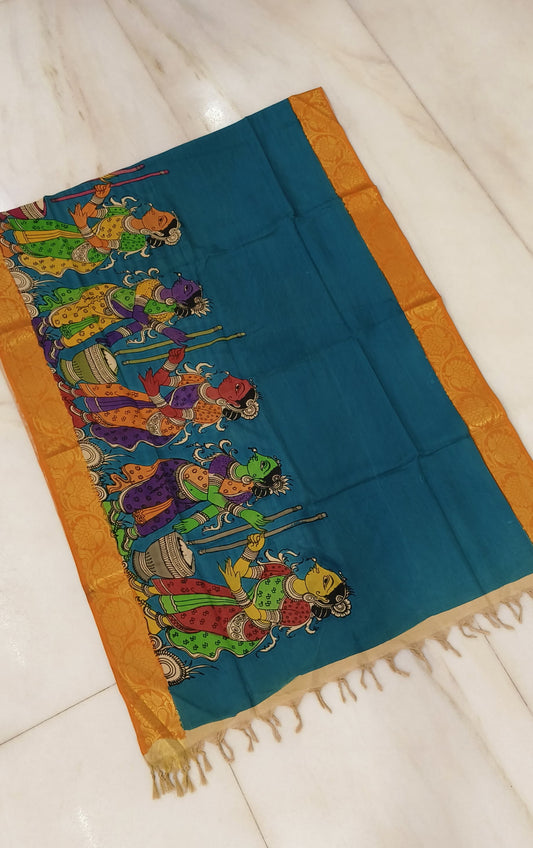 Navanti | mangalgiri cotton dupatta with kalamkari work