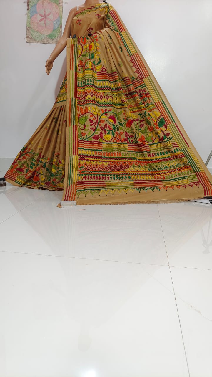 Geetu | Hand Made Kantha Embroidery on Semi Silk