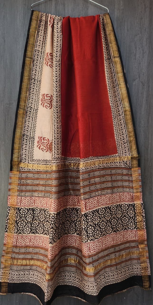 Bhavitha | Block printed with Maheshwari border