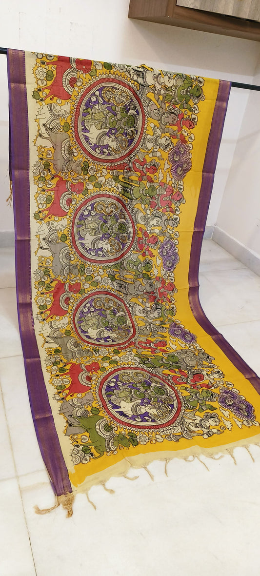 Bhayani | Kalamkari Dupatta in Bangalore silk