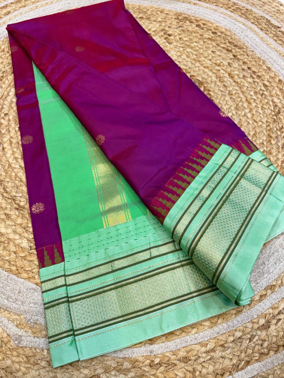*All New Colours* 

*Exclusive silk ilkal saree*
*Pure silk korvai temple border* with *body butta* design superior quality ilkal saree & contrast blouse 
6.10mtrs length 
Full body pure silk 
Border, pallu & blouse semi silk
