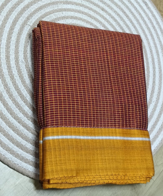 Handwoven patteda anchu saree in pure cotton