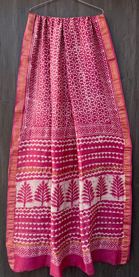 Penty | Block printed Maheshwari Silk Saree