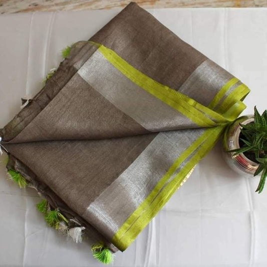 Plain cotton linen sarees