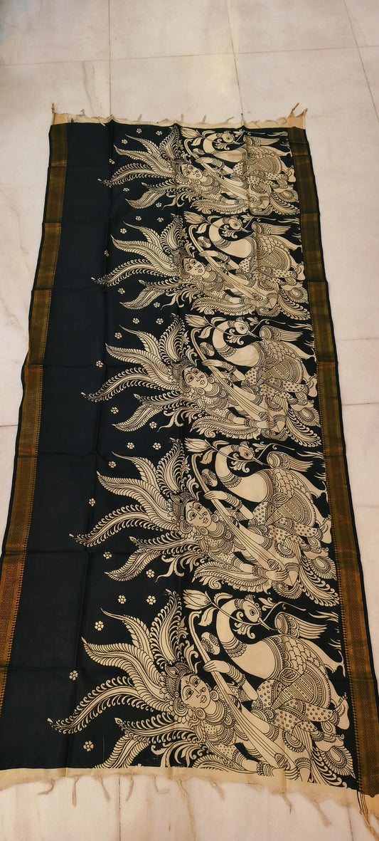 Kalavathi | Kalamkari dupatta on mangalagiri silk