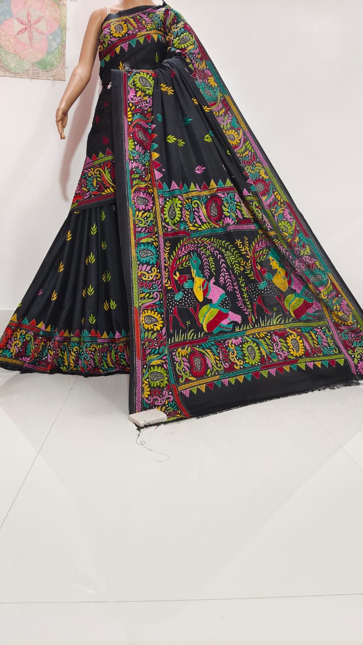 Dharti | Hand Made Kantha Embroidery on Semi Silk