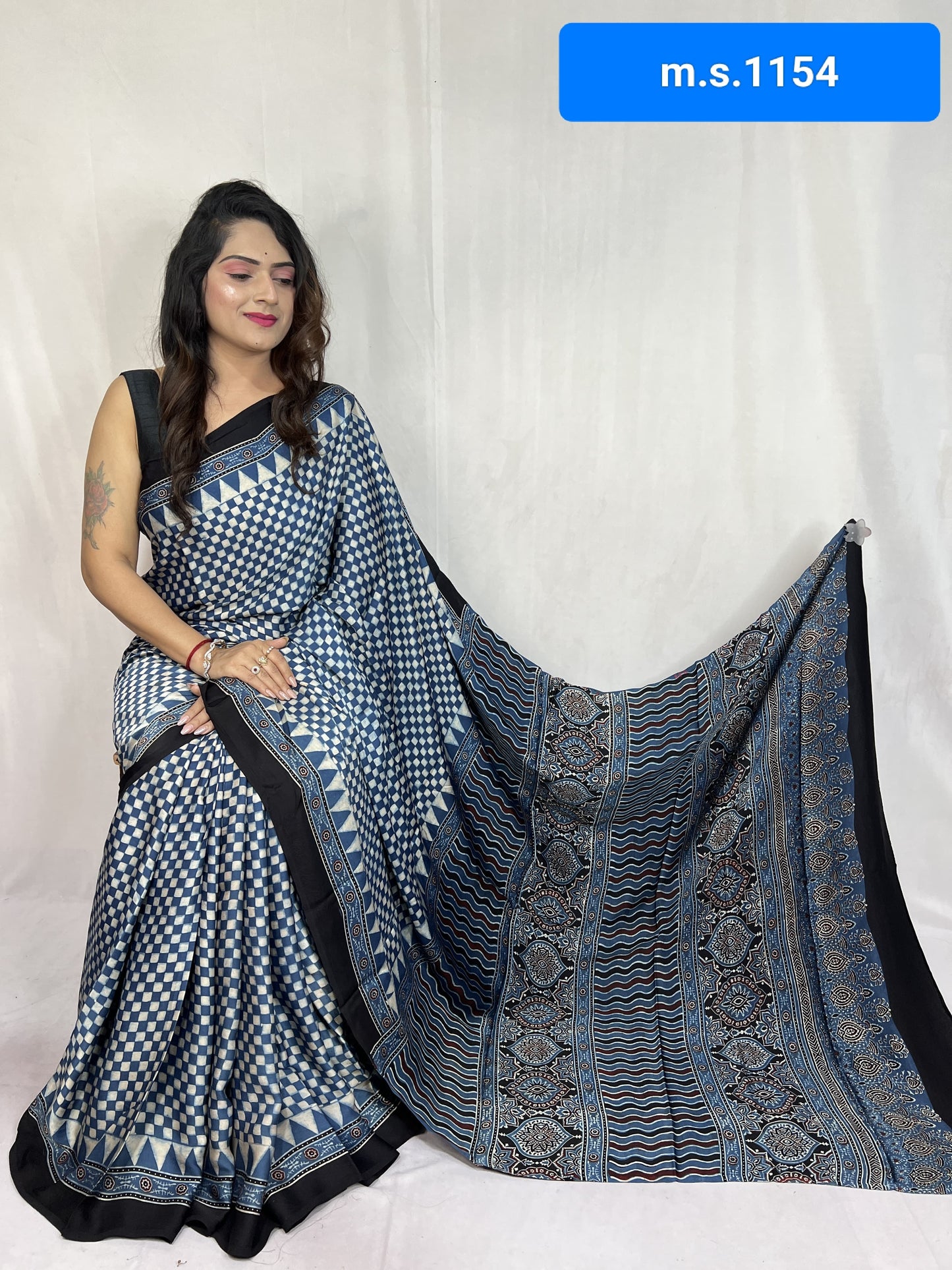 Ahsaas | Ajrakh Prints on modal Silk