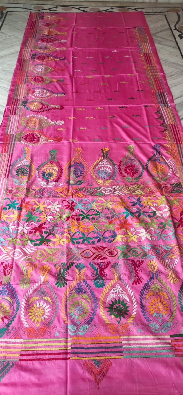 Handmade kantha on blended silk