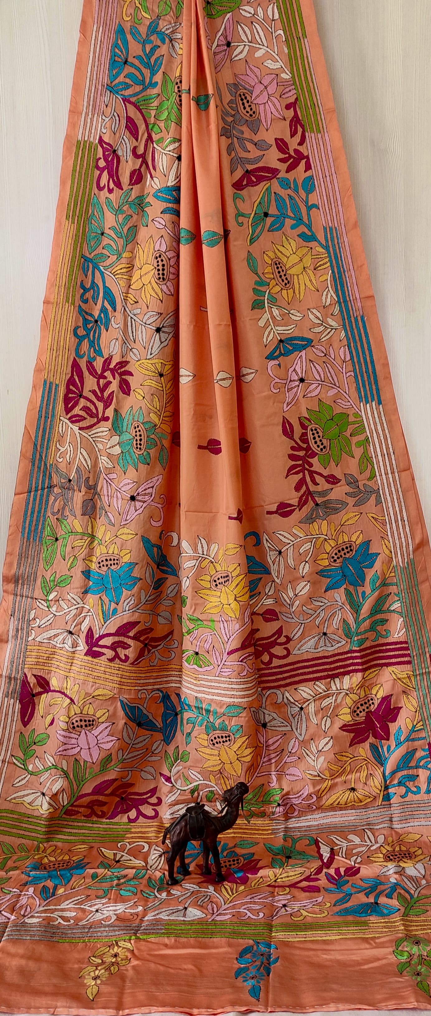 Kamalini |  Blended silk saree with Kantha Embroidery