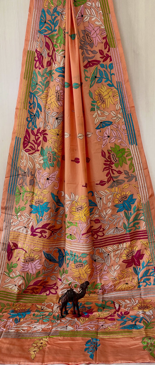Kamalini |  Blended silk saree with Kantha Embroidery