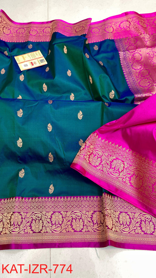 Pure Handloom banarasi KATAN **Checks +Meenakari* SAREE
                *KATAN Checks + Meenakari*
Silk Sarees with antique Jari 
*Rich Pallu
*  Blouse with Border
* Smooth & Soft Fabric