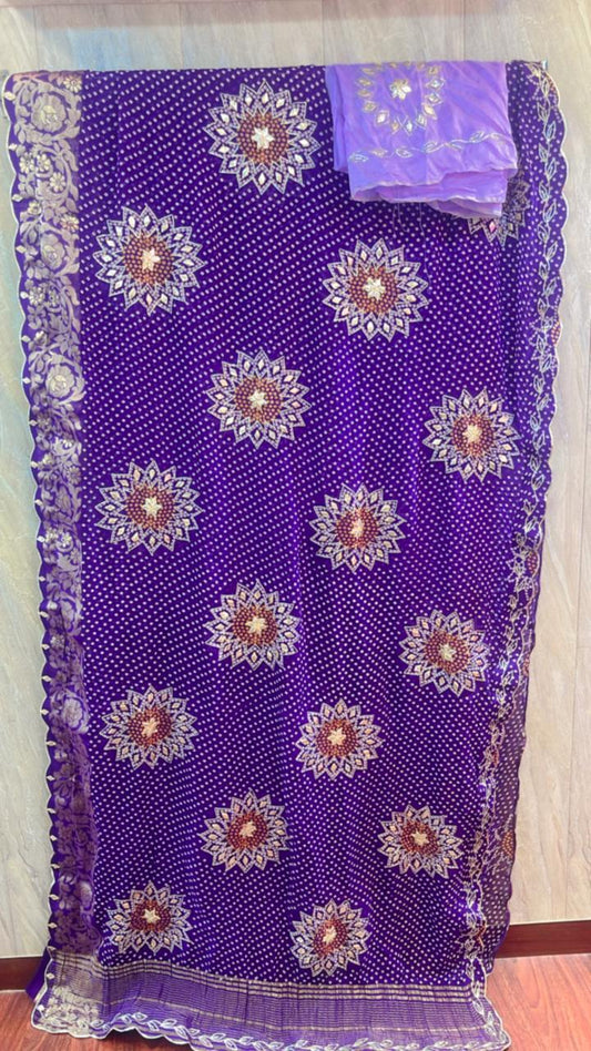 Garlika | Gota Patti work on Chinon Saree