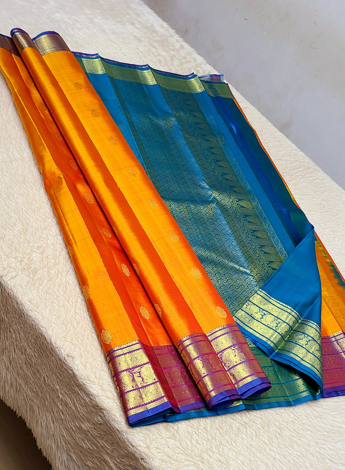 100% pure kanchipuram handwoven 1G fancy all over buttas sarees1 G gold pure Zari weaving silk mark certificate