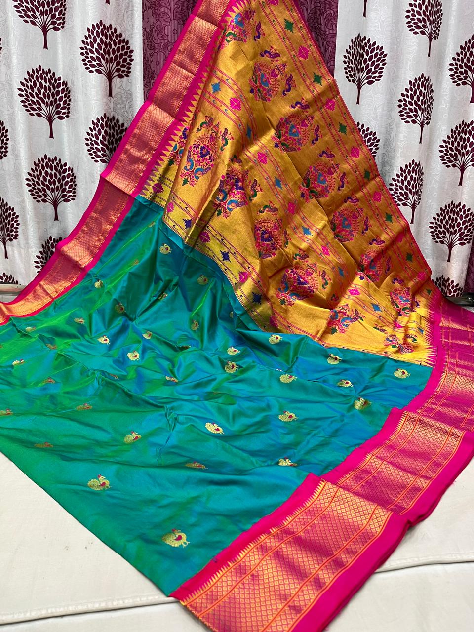 Bharakhi | Powerloom Kadiyal Paithani Silk Saree