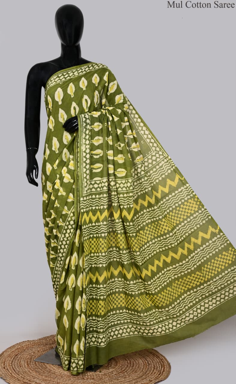 premium Traditional Mulmul CottonBeautiful Pure Soft Mulmul Cotton Sarees available*
Size: 6.30 mtr with blouse 