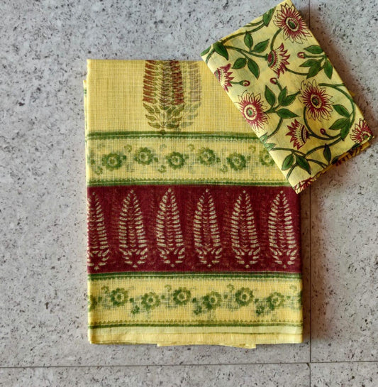 Mahendru  | block printed by hand on Kota Doria cotton sarees