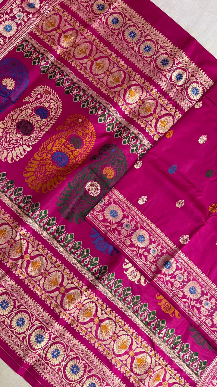 Baluchari sarees. 
Material silk with bp. 
With silkmark. 